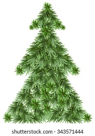 Christmas pine tree. Isolated illustration in vector format