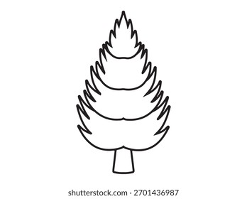 Christmas Pine Tree Line Art Illustration