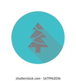 Christmas pine tree long shadow icon. Simple glyph, flat vector of web icons for ui and ux, website or mobile application