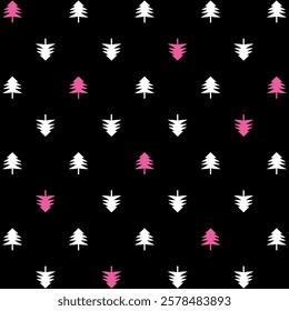 Christmas pine tree pattern with colorful and textured backgrounds, design to apply in different places, festive Christmas events, and Thanksgiving.