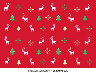 Christmas pine tree reindeer and snowflake pattern vector for Happy new years Celebration festival