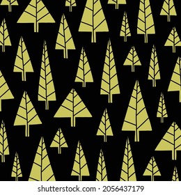 Christmas pine tree in seamless pattern with multicolored vectors during winter season