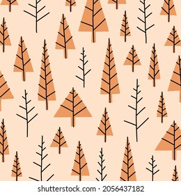 Christmas pine tree in seamless pattern with multicolored vectors during winter season