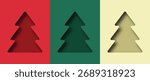 Christmas pine tree shape in red, green and cream colours with shadow for your text, Vector illustration