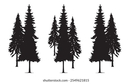 Navidades o silueta de pino conjunto Ilustración vectorial de colección
