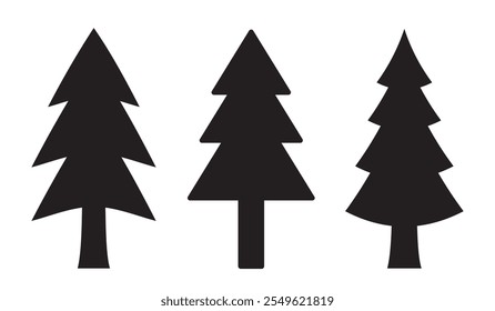 Christmas or Pine tree silhouette set collection vector illustration