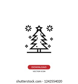 Christmas pine tree with stars vector icon