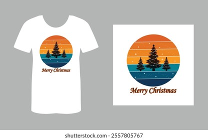 Christmas pine tree T-shirt, Christmas Gift, Christmas crew 2024, Christmas T-shirt, Ready to print, Modern, simple, lettering, tree, T-shirt Design Template