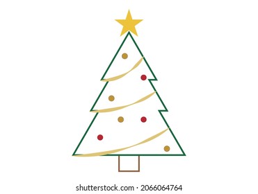 Christmas pine trees drawn on white background.