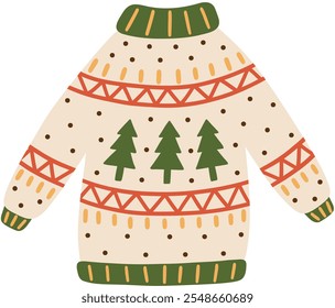 Christmas Pine Trees Ugly Sweater Vector Illustration