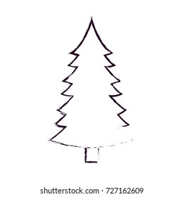 christmas pine with trunk blurred silhouette on white background vector illustration