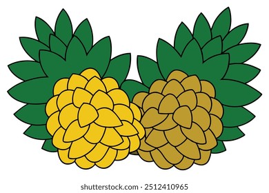 Navidades Pinecones Line Art Ilustración vectorial