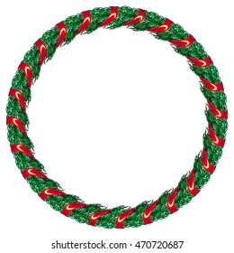Christmas pine-tree wreath. Design element for Christmas decorations, greetings cards and other design artworks. Vector clip art. 