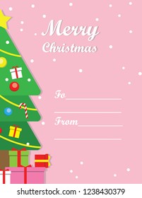 Christmas pink background postcard 