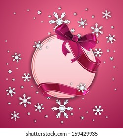 christmas pink background with snowflakes and place for your text