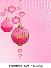Christmas pink balls on a background
