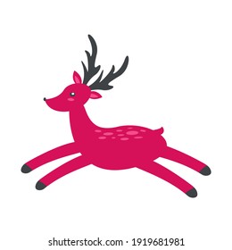 christmas pink cute deer isolated vector