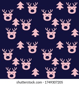 Christmas Pink Navy Holiday seamless pattern background for website graphics, fashion textiles