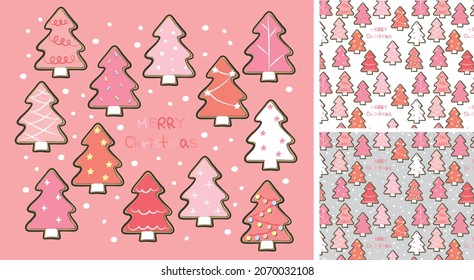 christmas pink vector tree illustration