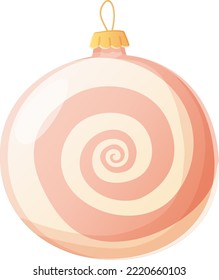Navidad dulce blanco rosado elegante bola tradicional y moderna al estilo de las caricaturas realistas.