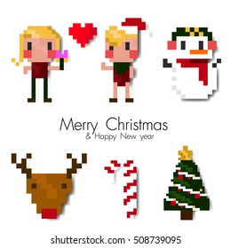 Christmas Pixcel character - icon - vector