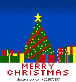 Christmas pixel art gift card 