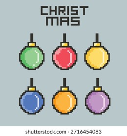  Christmas Pixel Art Icon Set with Santa Claus Snowman and Holiday Decorations