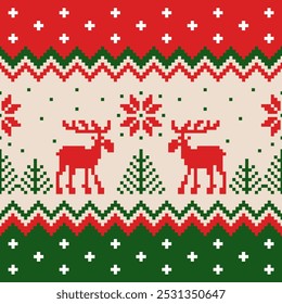 Christmas Pixel Art Pattern Design for Fabric and for all Business