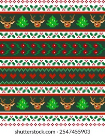 Christmas pixel art pattern design for cloth and for every business.