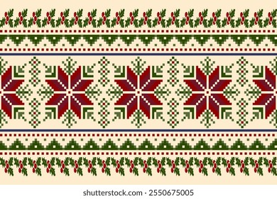 Design de padrão de arte de pixel de Natal, Ilustração