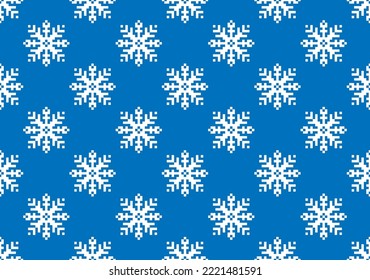 Arte de píxel de Navidad sin fisuras con copos de nieve en caída de mosaico