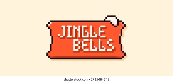 Christmas pixel art speech bubble with Jingle Bells text and snow pile.