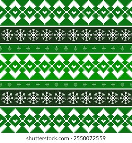 Christmas pixel design. Scandinavia sweater. Pattern for fashion clothes, card, decoration. Seamless.  