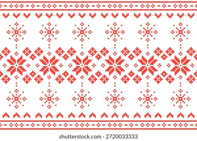 Christmas pixel pattern design festive textile art winter wonderland cozy home vibrant colors holiday cheer
