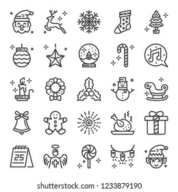 christmas pixel perfect icons, vector editable stroke (48x48)