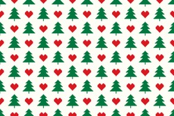 Christmas Pixel Seamless Pattern. Christmas Trees And Hearts Argyle Ornament. Vector Seamless Holiday Design Background