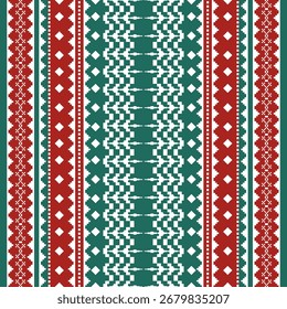 Weihnachtspixelmuster. festliches Thema. Stickerei Stil Design. für Dekoration, Illustration, Tapete, Karte, Poster. Weihnachtlicher Hintergrund.