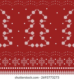 Christmas pixel style pattern. festive theme. embroidery style tree design. for decoration, illustration, wallpaper, card, poster. Christmas background.