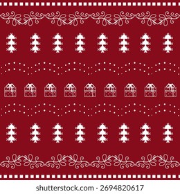 Christmas pixel style pattern. festive theme. embroidery style design. for decoration, illustration, wallpaper, poster. Christmas background.