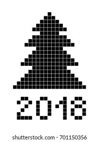 Christmas pixel tree background. 2018 New Year Vector
