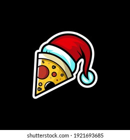 Christmas Pizza Logo Design Vector
