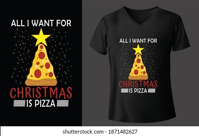 Christmas PIZZA T-Shirt design vector