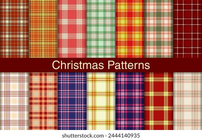 Christmas plaid bundles, textile design, checkered fabric pattern for shirt, dress, suit, wrapping paper print, invitation and gift card.