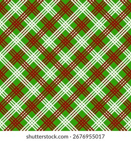Christmas plaid pattern. It features a classic combination of red and green intersecting bands with white.