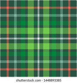 Christmas plaid pattern in green, red and white. Seamless fabric texture.