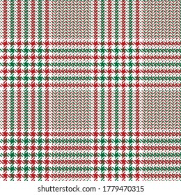 Christmas plaid pattern in red, green, white. Seamless fashion tartan plaid graphic for dress, jacket, coat, skirt, tablecloth, or other modern New Year winter tweed fabric design.