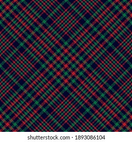 Christmas plaid pattern in red, green, blue. Textured tartan. Seamless check plaid for skirt, blanket, duvet cover, flannel shirt, or other modern autumn winter fashion textile print.