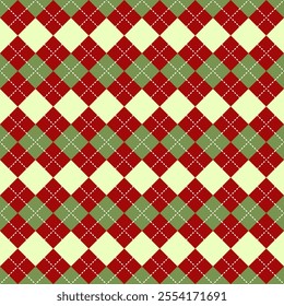 Christmas Plaid Pattern with Red and Green Argyle Design