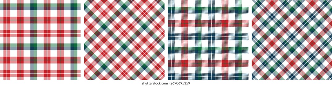 Weihnachten plaid Muster set.checkered Stoff Textur Hintergrund.