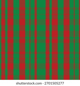 Christmas Plaid Seamless Pattern, Red and Green Checkered Flannel Fabric Texture Winter Background Design